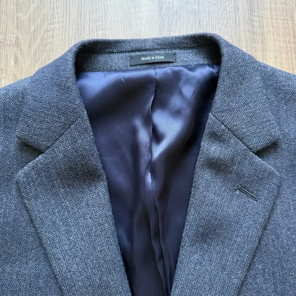 Joseph & Feiss Gold Wool Sport‎ Coat Blue/Grey Mens 48 Short